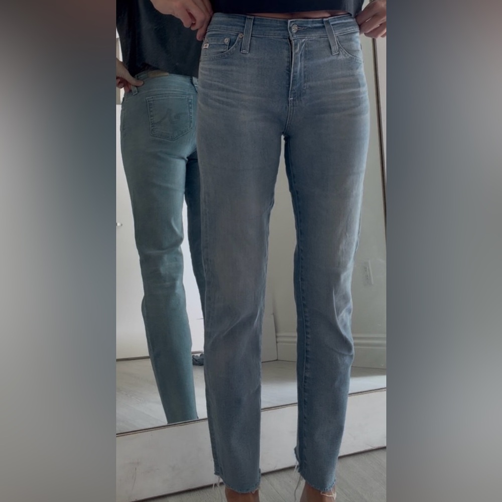 Ag Mari crop Light Blue high rise slim straight size 25